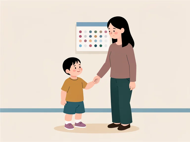 부모와 아이가 손잡고 서 있는 그림